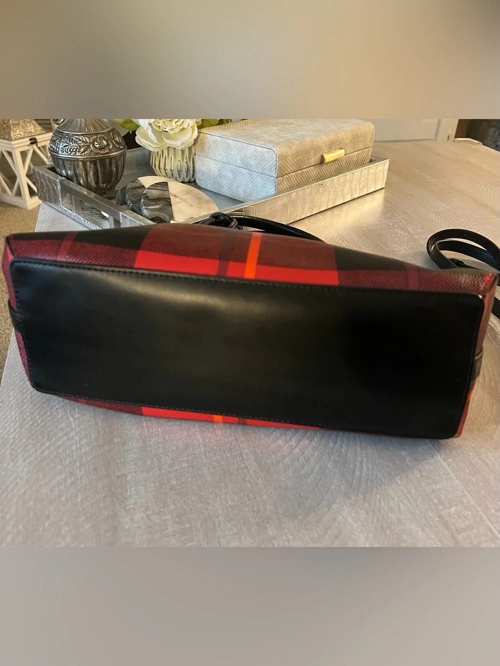 kate spade Red and Black Plaid Dome Satchel